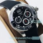 Swiss Replica Longines Conquest Classic Rubber Strap Watch 41MM Black Chrono Dial